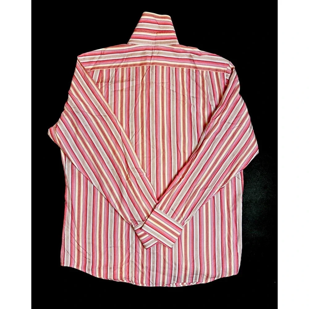 Banana Republic Dress Shirt Pink Striped Button Down Mens Size Large 16-16.5